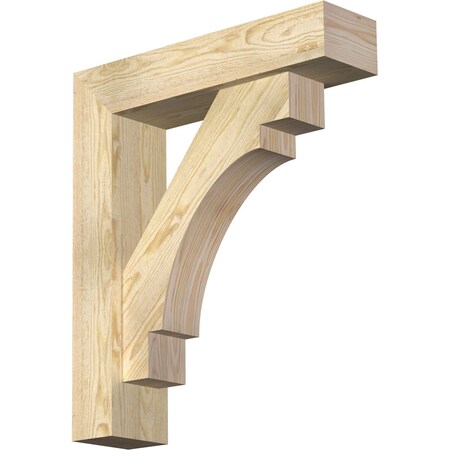 Ekena Millwork Merced Block Rough Sawn Bracket w/ Offset Brace, Douglas Fir, 6"W x 24"D x 28"H BKT0604X24X28MRC05RDF
